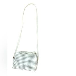 1990s White Metal Purse Whiting & Davis Leather Strap Spring Summer Rare Rock